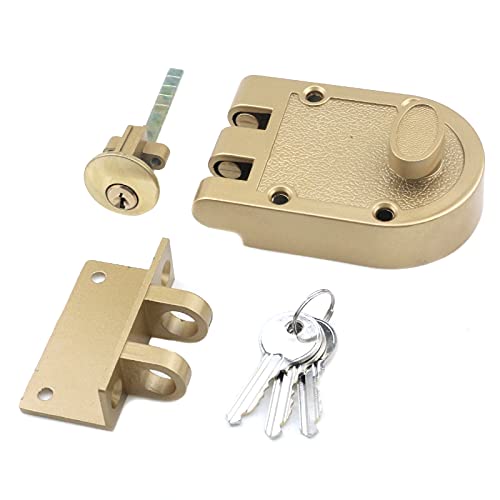 MY MIRONEY Jimmy Proof Deadbolt Lock Heavy Duty Safety Single Cylinder Locking Deadbolt with Keys Gold