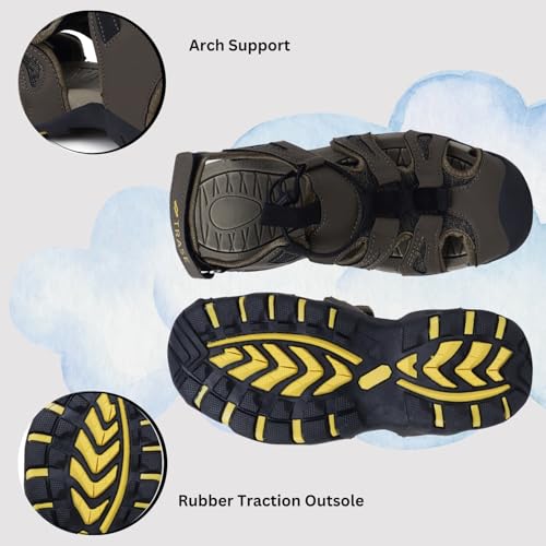 Image of TRASE Fisherman Sandals for Kids | Anti-Skid Comfortable Footwear for Boys | Adjustable Hook and Loop Closure | Flexible & Lightweight with Toe Protection