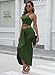 HUUSA Womens Plus Size Sexy 2 Piece Long Dress Fashion Trendy Cocktailmaxi Skirt with Slit Juniors Girls Spaghetti Strap Backless Asymetric Hem Birthday Brunch Outfits Dress Green XL