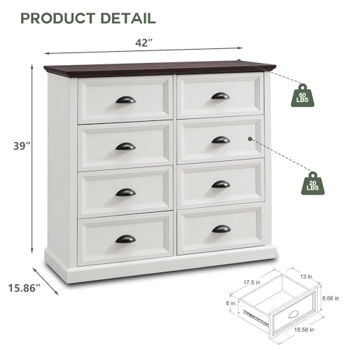 Farmhouse8drawerdresserforbedroom39talldresserschestsofdrawers42widedressersorganizerstoragewoodrusticbedroomdresserforclosetlivingroomhallwaywhite Urban Country Home Decor Farmhouse 8 drawer dresser for bedroom 39 tall dressers chests of drawers 42 wide dressers organizer storage wood rustic bedroom dresser for closet living room hallway white urban country home decor