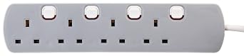 PRO ELEC PELB1768 4 Gang Individually Switched Extension Lead 10m, Grey, 4 Socket