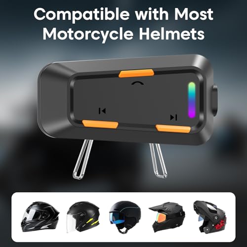Image of Sounce Jarvis Cruiser Bluetooth Motorcycle Helmet On-Ear Headset with Dual Phone Connectivity Wireless 5.3 Music GPS Support 800mAh Battery IP67 Waterproof Compatible with Universal Helmets (Black)