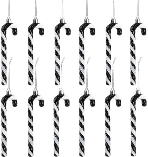 12 Stück Glitzer Weihnachtsbaum Deko Zuckerstangen Anhänger 14 cm...