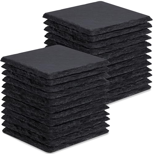 Comparison: Best Material For Coasters 6 24 Pieces Slate Drink Coasters, GOH DODD 4 Inch Black Coasters Stone Coaster Set, Laser Engraving Blanks with Anti-Scratch Bottom for Home Office Kitchen Housewarming Gifts Wedding Party, Square