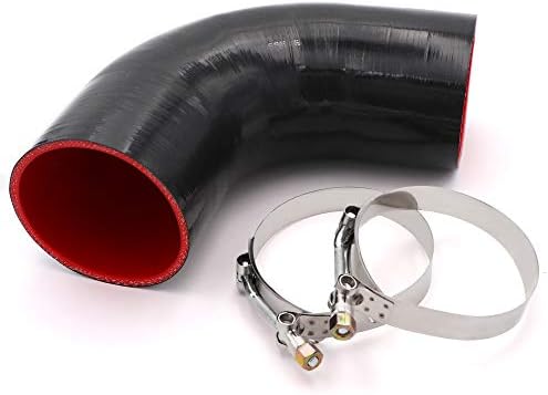 90 Degree Elbow Coupler Silicone Hose 4-Ply 4-inch for Turbo/Intercooler/Intake Piping,Length 102mm Thickness 5mm with T-Bolt Clamp