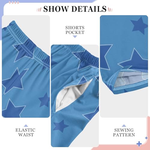 Boys' Pants Dark Blue Stars Blue Long Bottoms Jogger Pants Elastic Waist Trousers with Pockets S-XL4
