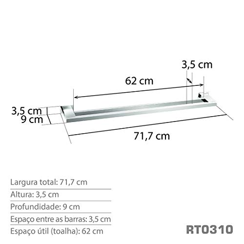 Toalheiro Duplo 70 cm Inox Kromus - RT0310