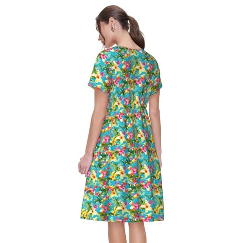 Robe d'été à manches courtes robe imprimé hawaïen pour femme - 5