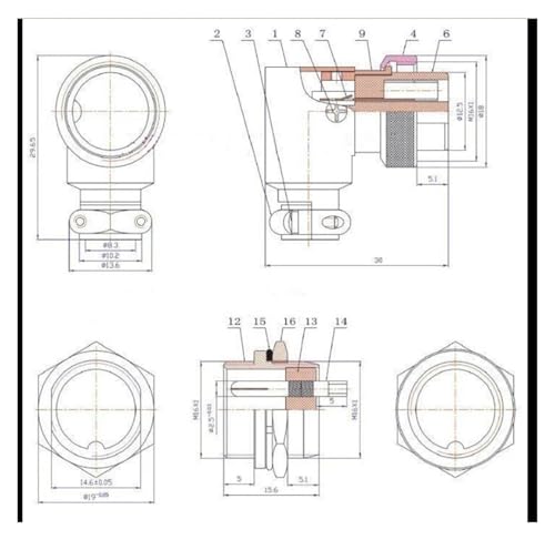 Fiche coudée GX16 8 broches pour câblage de simulateur de vol - 3