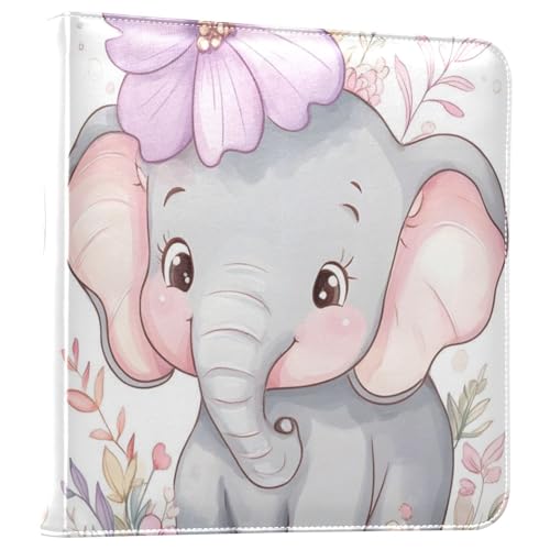 Álbum de Fotos Autoadhesivo con Cubierta de Cuero Sintético, Diseño de Elefante y Flores Moradas, para Álbum DIY, Bodas, Aniversarios y Recuerdos Familiares miniatura 1