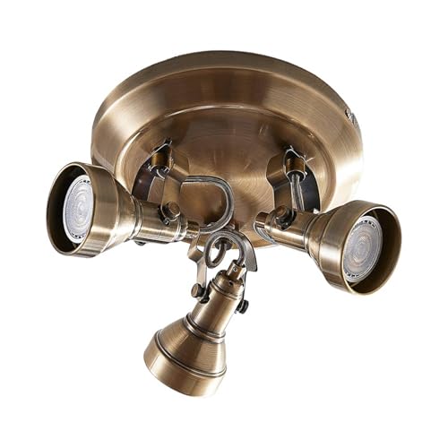 Lindby Ceiling Light 'Perseas' dimmable (Industrial Design) in Bronze Made of Metal for e.g. Living Room & Dining Room (3 Light Sources, GU10) from Ceiling lamp, lamp