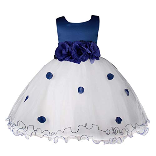 Pink-Promise-Flower-Petals-Ruffled-Tulle-Wedding-Party-Girl-Princess-Dress-Navy-12-18M