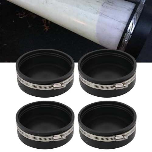 Image of RULLINE 4Pcs 4 inch PVC Cap Stainless Clamps RV Sewer