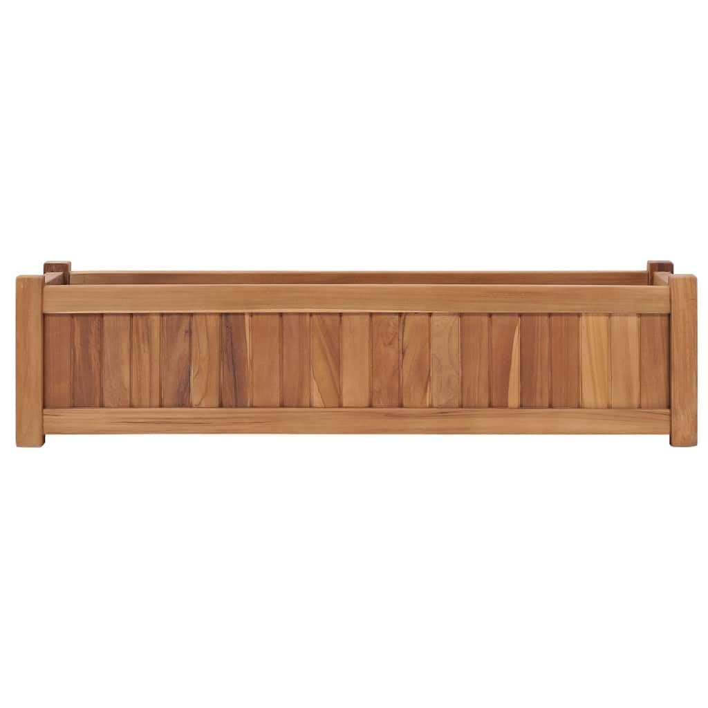 Jardinera de madera de teca maciza de 100 x 30 x 25 cm, resistente a la intemperie con almacenamiento de agua, resistente a las heladas y resistente al invierno, para jardín, balcón, terraza