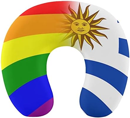 LGBT Pride Uruguay Flag Neck Pillow U Shaped Memory Foam Travel Head Support Pillow for Women Men
