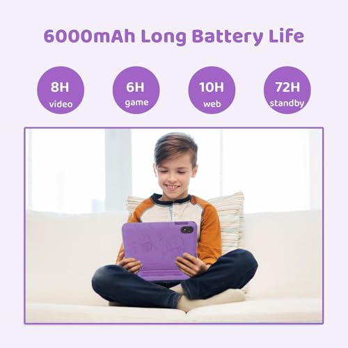 Image of COLORROOM 2026 Upgraded Android 15 Tablet, 10inch Kids Tablet, Octa-core CPU, 10GB+64GB+1TB Expand Tablets for Kids with Kids Space, Parental Control, 6000mAh Big Battery,Touchscreen Tableta (Purple)