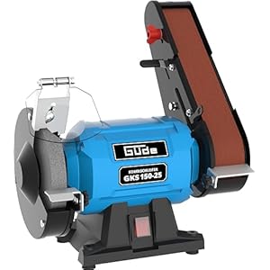 Güde Combinatieschuurmachine GKS 150-25 (250 W, 2980 1/min, condensatormotor, stabiele machinevoet, vonkbescherming instelbaar, fijne slijpschijf ø 150 mm 36 K, schuurband 50×686 mm 80 K)