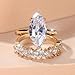 Gold-Tone Marquise CZ 2-Piece Ring Set for Women - Solitaire & Pave casual Stackable Band, Engagement Promise Statement Ring with comfortable daily wear, Valentine's Day Gift for Her, Size 6-12 (11)