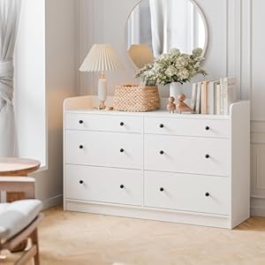 Cozy Castle 6 Drawer Dresser for Bedroom, Large Wood Dressers & Chests of Drawers 52'' Long Modern Sideboard Buffet Cabinet with Storage Accent Cabinets for Hallway, Entryway, White Cozy Castle 6 Drawer Dresser for Bedroom Large Wood Dressers Chests of Drawers 52 Long Modern Sideboard Buffet Cabinet with Storage Accent Cabinets for Hallway Entryway White