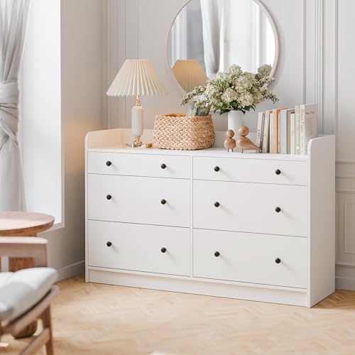 Cozy-Castle-6-Drawer-Dresser-for-Bedroom-Large-Wood-Dressers-Chests-of-Drawers-52-Long-Modern-Sideboard-Buffet-Cabinet-with-Storage-Accent-Cabinets-for-Hallway-Entryway-White Cozy Castle 6 Drawer Dresser for Bedroom Large Wood Dressers Chests of Drawers 52 Long Modern Sideboard Buffet Cabinet with Storage Accent Cabinets for Hallway Entryway White