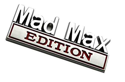 Image of Pair Metal Mad Max Edition Decal Emblems 3D Letters Badge Truck Adhesive Conservative Stickers, Funny Decals Adhesive Letters Fit for Vehicle, Truck, SUV, Door Decoration (Chrome Red)