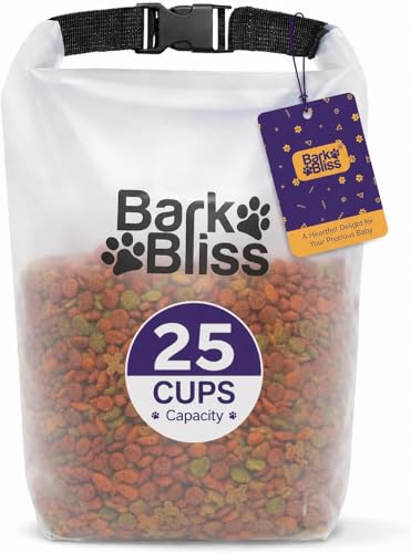 BarkBliss 25-Cup Dog Food Travel Bag Large Portable Container Leak Proof Water Resistant Hook & Loop Flat Base Collapsible Hold 6.6lbs of Kibble Camping/Travel