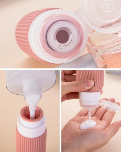 Image of Mrsdry Travel Bottles for Toiletries 8 Pack, Tsa Approved Travel Size Toiletries 3 oz, Travel Containers for Toiletries, with Clear Bag, Leak Proof Silicone Squeezable Travel Essentials Creams Jars