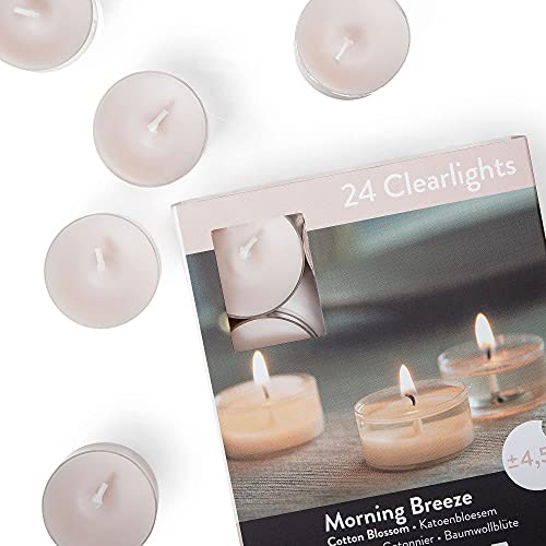 Spaas Scented Tea Lights Candles In Clear Cups - Cotton Blossom Fragrance | Premium Long Burning Scented Tealight Candles For Spa, Romantic Décor, Meditation, Dinner, And Home Décor | Pack Of 24 #TOP3