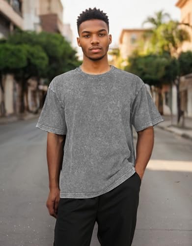 Men's Acid Wash T-Shirts Oversized Unisex T Shirt Cotton Short Sleeve Shirts Casual Tee for Women3