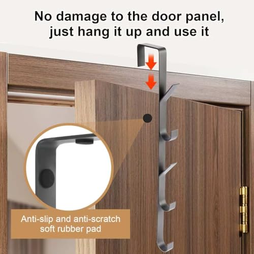 Türgarderobe, 4 Stück x 5 Haken, Edelstahl Türhakenleiste zum Einhängen universell vertikaler Türhaken, Handtuchhalter über der Tür, Edelstahl für Kleidung, Handtücher, Bademäntel, platzsparend