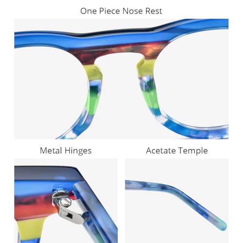 Image of HEPIDEM Multicolor Acetate Glasses Frame Women,Round Vintage Retro Optical Eyeglasses 9339