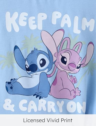 Image of Disney Lilo & Stitch Toddler Girl Dress: 2PCS Skirt Set Summer T-shirt Dress Short Sleeves Tie Knot Top and Tiered Ruffle Skirts Outfit Blue 6-7 Years