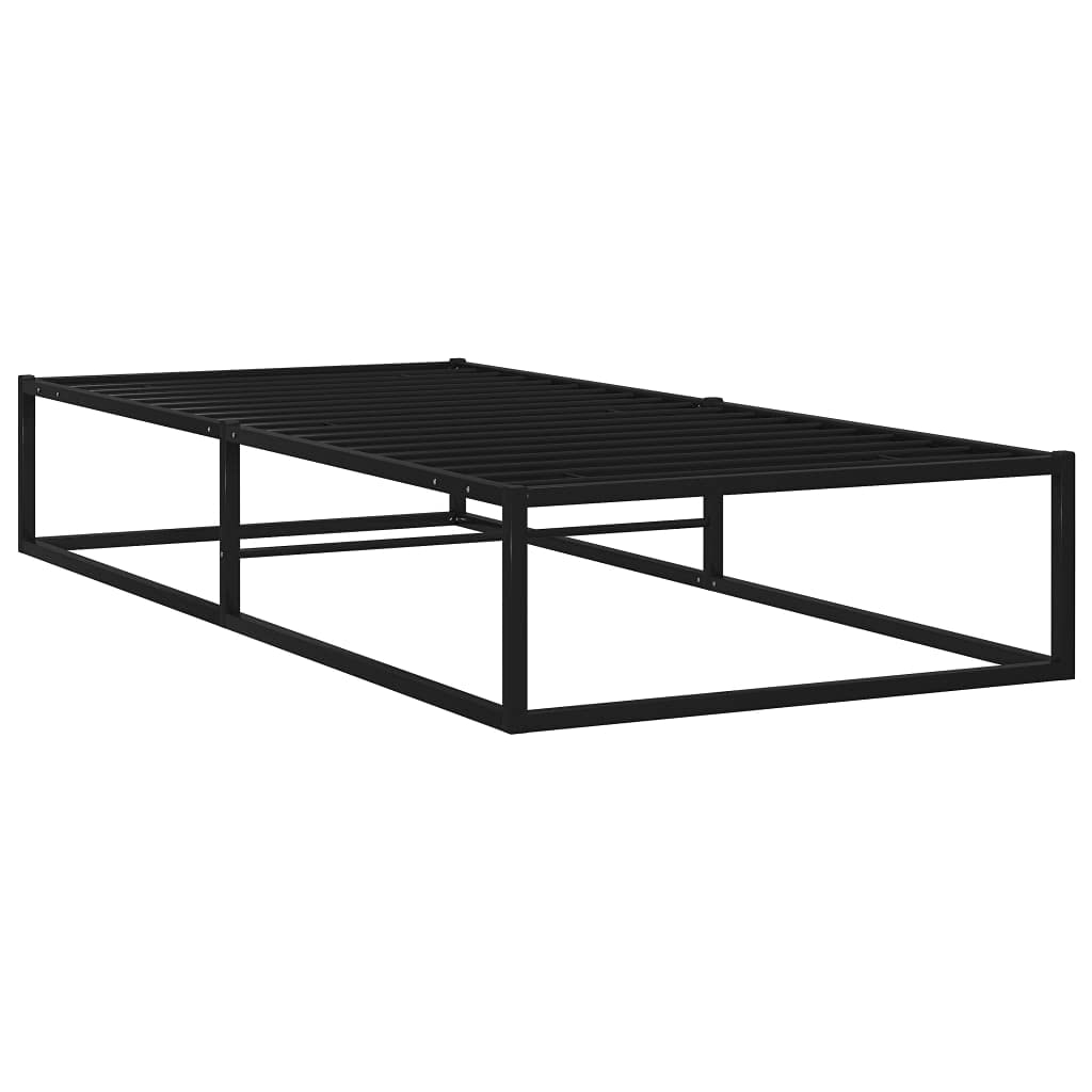 Black Metal Bed Frame 105x205 cm with Slats | Durable steel platform design provides strong support for bedrooms and guest rooms without a box spring.