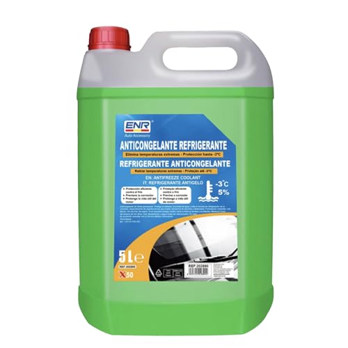 Enerfero Anticongelante refrigerante para Coches—Anticongelante Liquido refrigerante Líquido anticongelante Refrigerante Proveer una protección Avanzada para el Circuito de refrigeración—5L (Verde)
