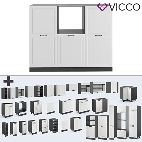 Vicco Küchenzeile Einbauküche Küchenschränke R-Line Landhaus Küchenmöbel (Anthrazit-Weiß, Block 180 cm) - Image 7