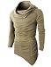 H2H Mens Casual Turtleneck Slim Fit Pullover Sweater Oblique Line Bottom Edge BEIGE US L/Asia XL (KMTTL046)