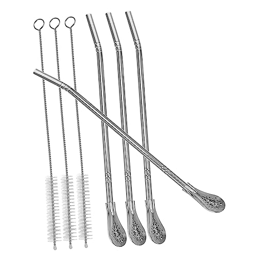 Ciieeo Cucchiaio Per Mescolare Caffè Cannucce in Acciaio Inossidabile Cucchiai Per Cocktail Supporto Per Agitatori Cucchiaio Per Frutta e Gelato Accessorio Per Casa