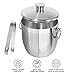 OGGI Double Wall Stainless Steel Ice Bucket - Insulated Ice Bucket with Elegant Steel Lid, Classic Handles & Stainless Steel Ice Tongs - Great for Home Bar, Chilling Beer, Champagne and Wine - 3 qt