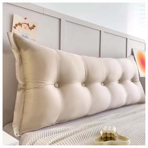 Image of Headboard Reading Pillow Large Bed Pillow Sofa Reading Pillows Double /Single Bed Bolster Long Backrest Pillow Couch Back Cushions Headboard Cushion Lumbar Support Pillow. (Cream, 100 inchx50 inch)
