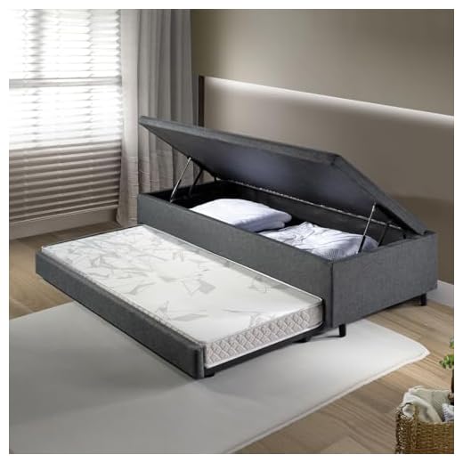 Bicama Box com Baú Solteiro 88x188 com Colchão Auxiliar Linho Cinza