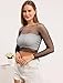 LemonGirl Women Fishnet Crop Tops Lingerie Long Sleeve Top Babydoll Chemise US 2-16 Black