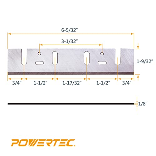 Powertec 128390 6-1/8" Hss Hand Held Planer Blades Replacement For Makita 793013-5 1805B - Set Of 2 #TOP2
