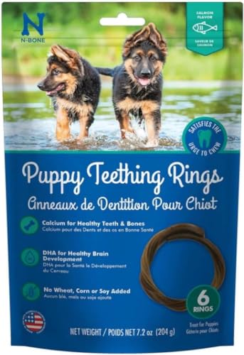 N-Bone Puppy Teething Rings, Salmon Flavor, Natural Puppy Teething Chews & Chew Treats, Helps Soothe...