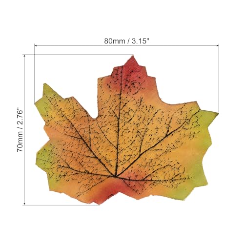 PATIKIL Artificial Leaves, 300 Pcs Fall Maple Autumn Fake Leaf for Wedding Party Thanksgiving Halloween Decoration, Green Yellow - Image 2