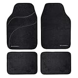 Bell & Howell BH1602 Full Set 4PC Car Floor Carpet Mats, Fits Most Vehicles, Front & Rear Automotive Rugs, Anti-Slip, Fits All Weather, Removable & Washable, Black