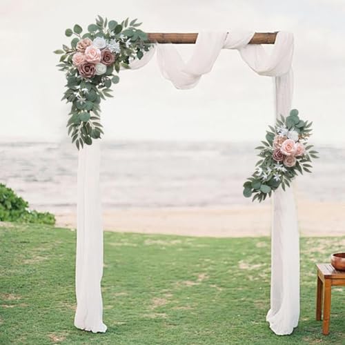 CAffymtkji 2025 New Wedding Arch Flowers (Pack of 2), Artificial Wedding Arch Floral Swag Arrangement for Welcome Signs, Reception Backdrop Decoration, Bridal Shower, Photo Backdrop Decorations (B)