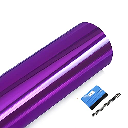 NewL Lámina de Vinilo Brillante con Espejo Cromado y Morado, sin Burbujas, para Coche, Bicicleta, película de Envoltura autoadhesiva (30 cm x 150 cm)