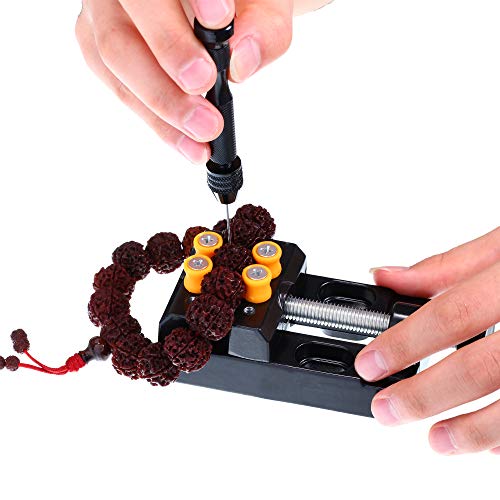 37 Pieces Hand Drill Set, Include Pin Vise Hand Drill with Mini Drills, Twist Drills and Bench Vice for Craft Carving DIY