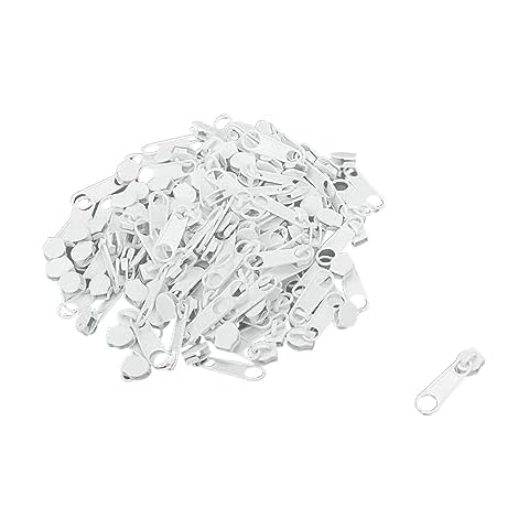 Bitray Zipper Sliders Replacement #3 White Zipper Pulls for Nylon Coil Zipper Tape -100pcs Cover