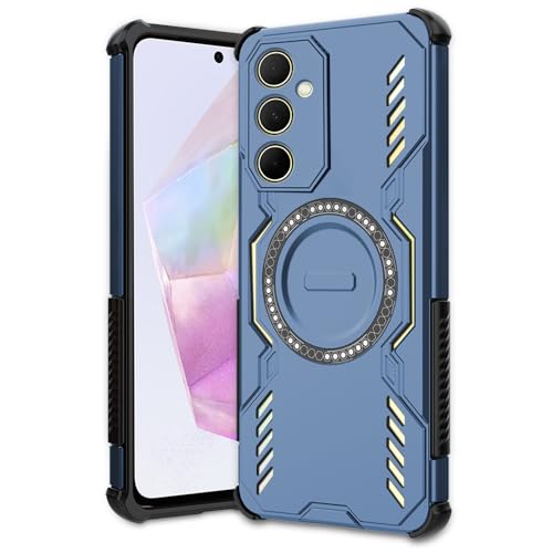 Image of AESTMO Back Case Cover for Samsung Galaxy A35 5G | Magnetic Case with Built-in Metal Ring | Compatible with MagSafe Accessories | Shockproof Hybrid (PC + TPU) (Blue)